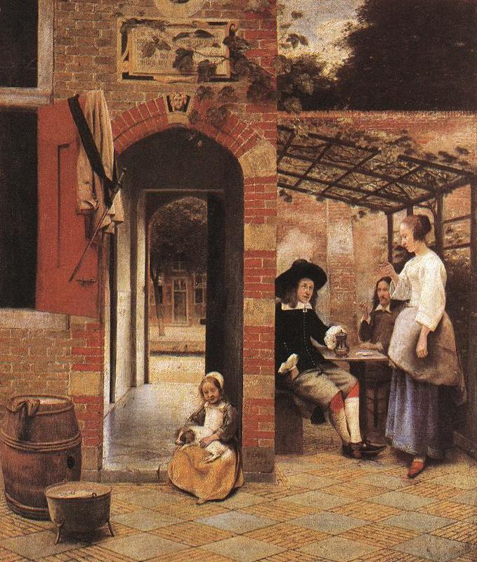 HOOCH, Pieter de Drinkers in the Bower af France oil painting art